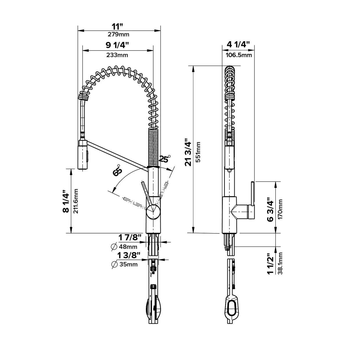 Single Handle Pull Down Kitchen Sink Faucet, Chrome F878