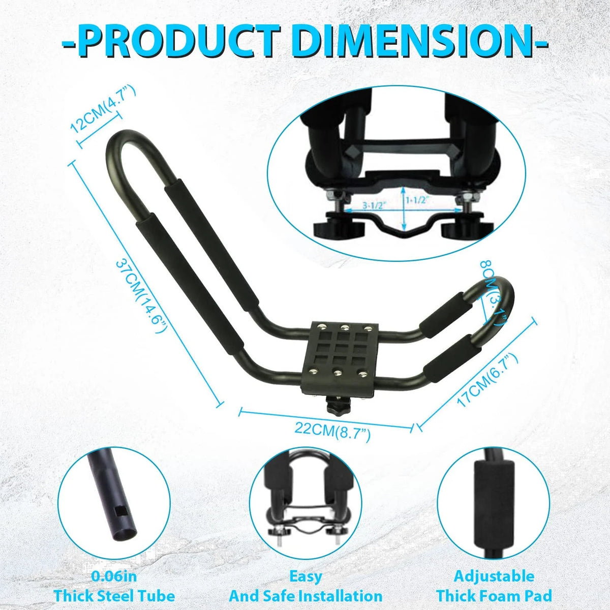 2 Pairs Universal Kayak Roof Rack Carrier W456517