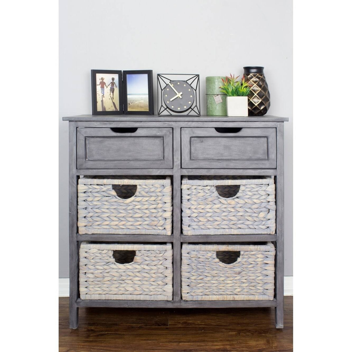 Grey 2-Drawer 4-Basket Accent Cabinet B99207