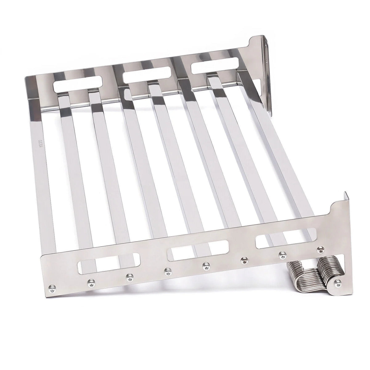 Wall Mount Microwave Oven Shelf Storage Bracket with 12 Hook Stainless O6040