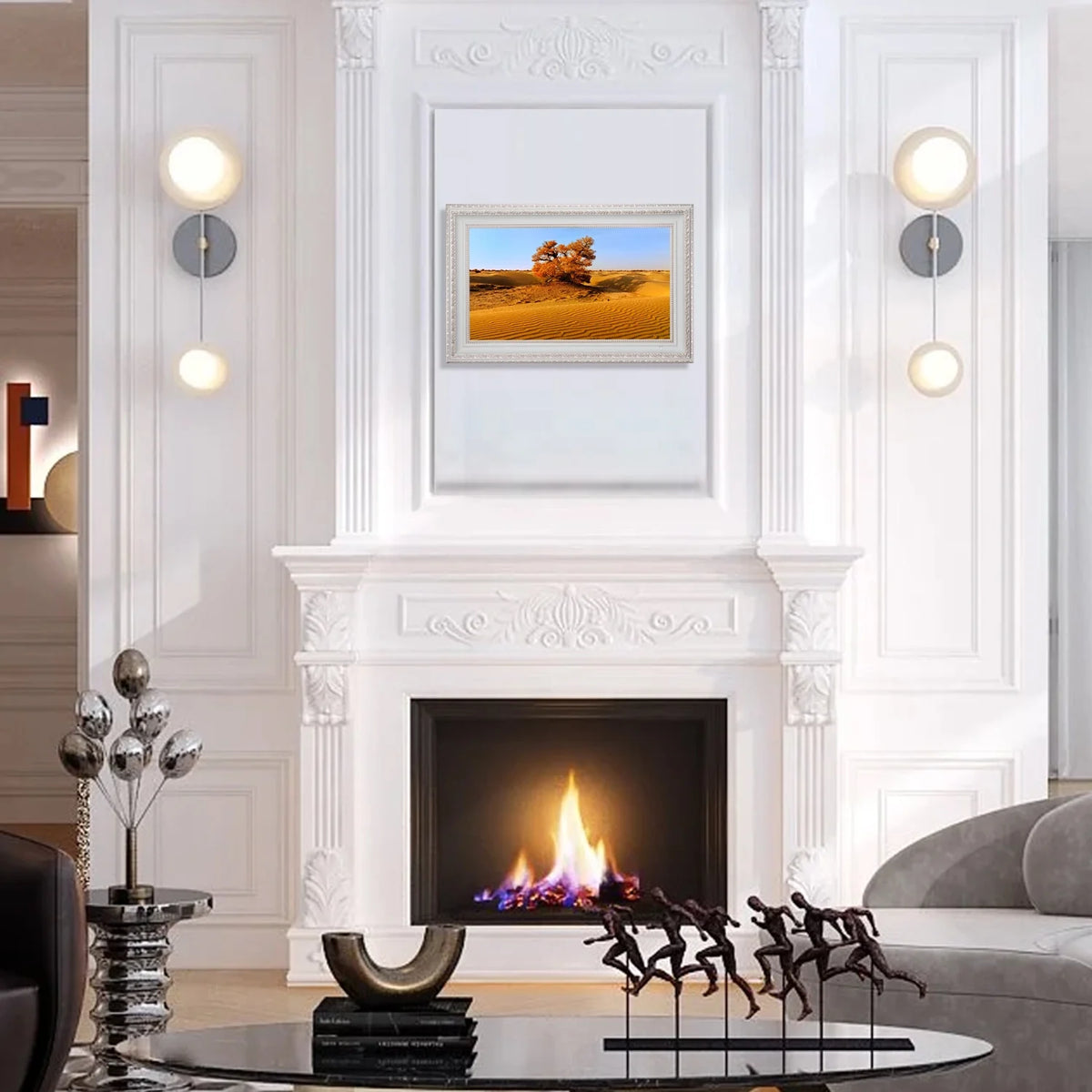 22" Smart Mirror TV with Antique White Frame P9997