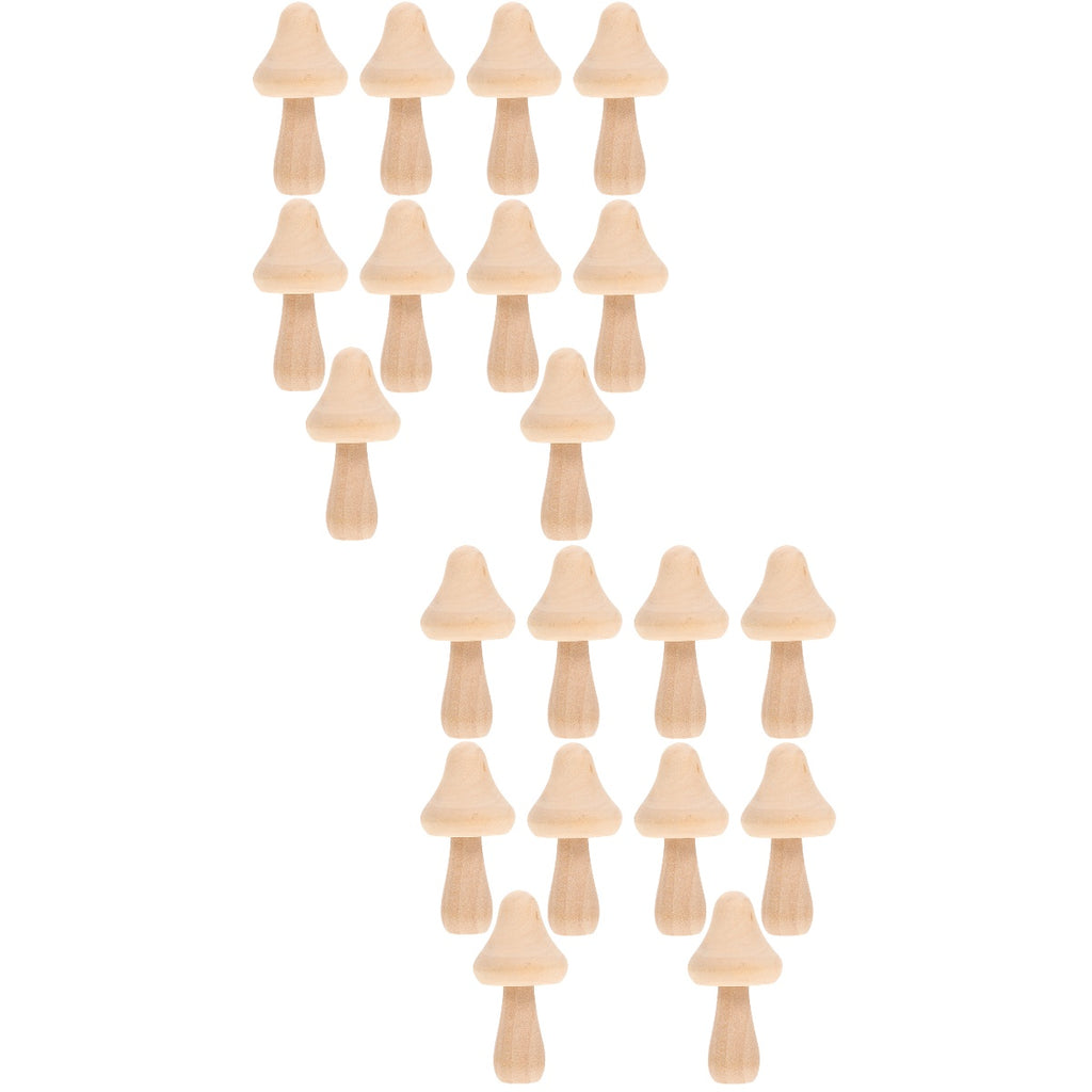 20 Pcs Wooden Mushroom Peg Dolls Set J24226