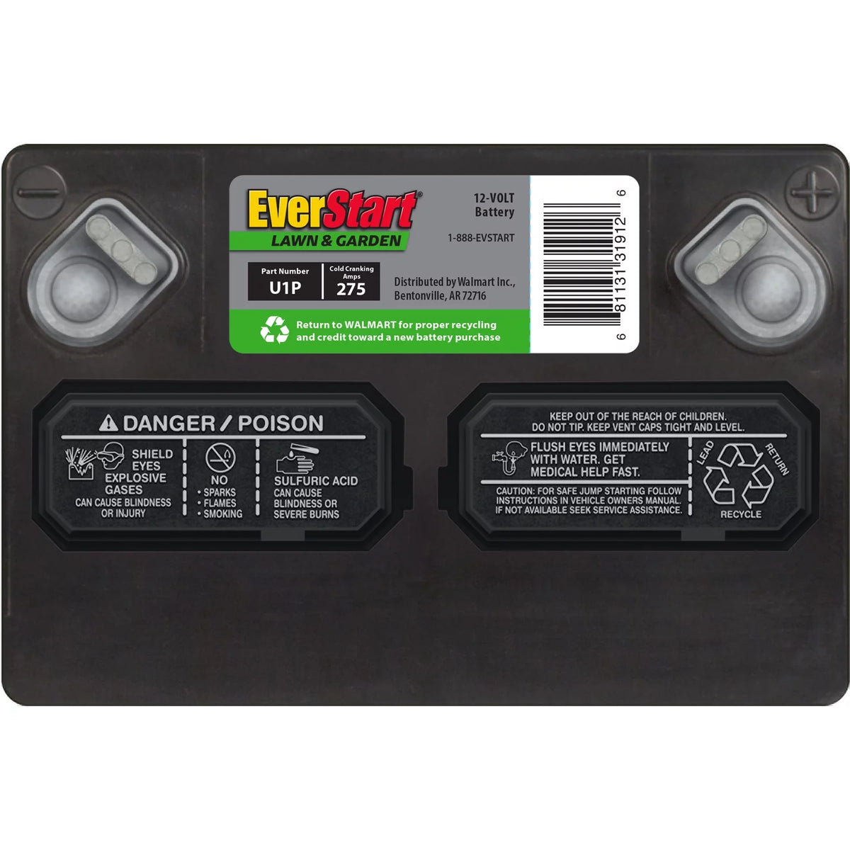 Lawn and Garden Lead Acid Battery, Group Size U1P 12 Volt, 275 CCA T1331