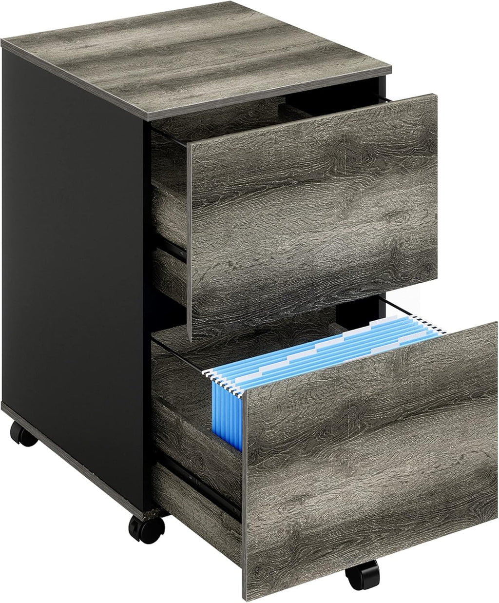 Gray 2 Drawer Wood Rolling File Cabinet M72188