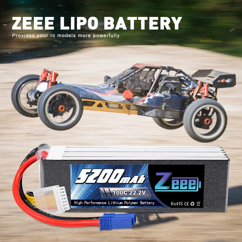 22.2V 100C 5200mAh 6S Lipo Battery EC5 Connector (2 Pack) W1521
