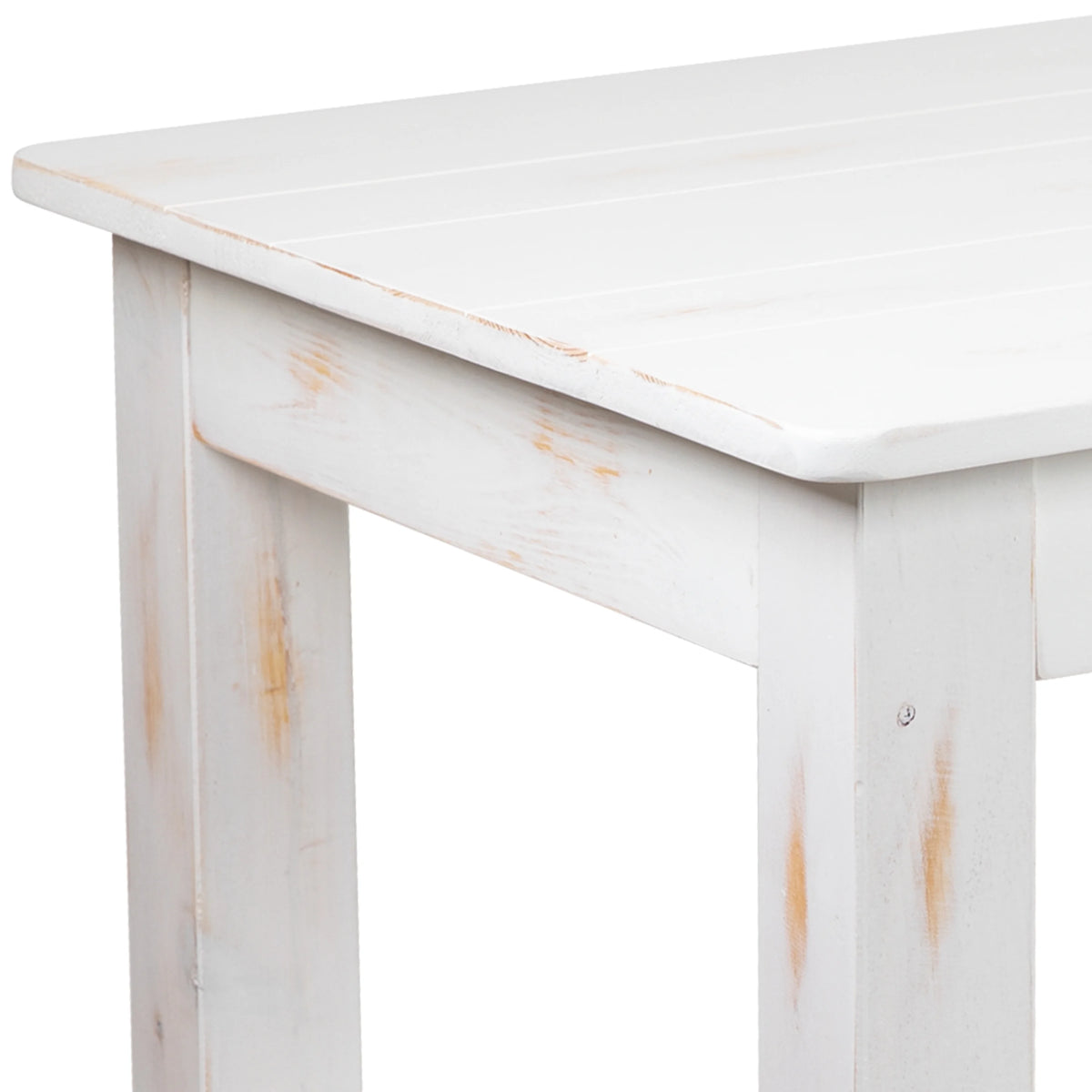 46" x 30" Rectangular Antique Rustic White Solid Pine Dining Table V730