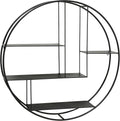 Black Iron Round Metal Wall Shelf, 4 Levels S100