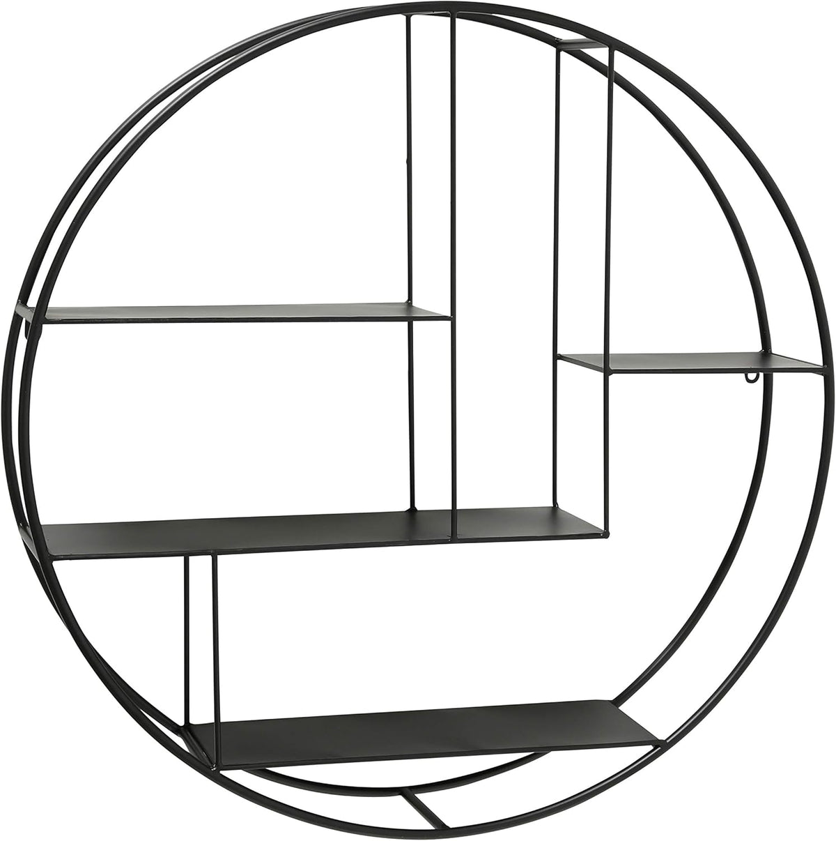 Black Iron Round Metal Wall Shelf, 4 Levels S100