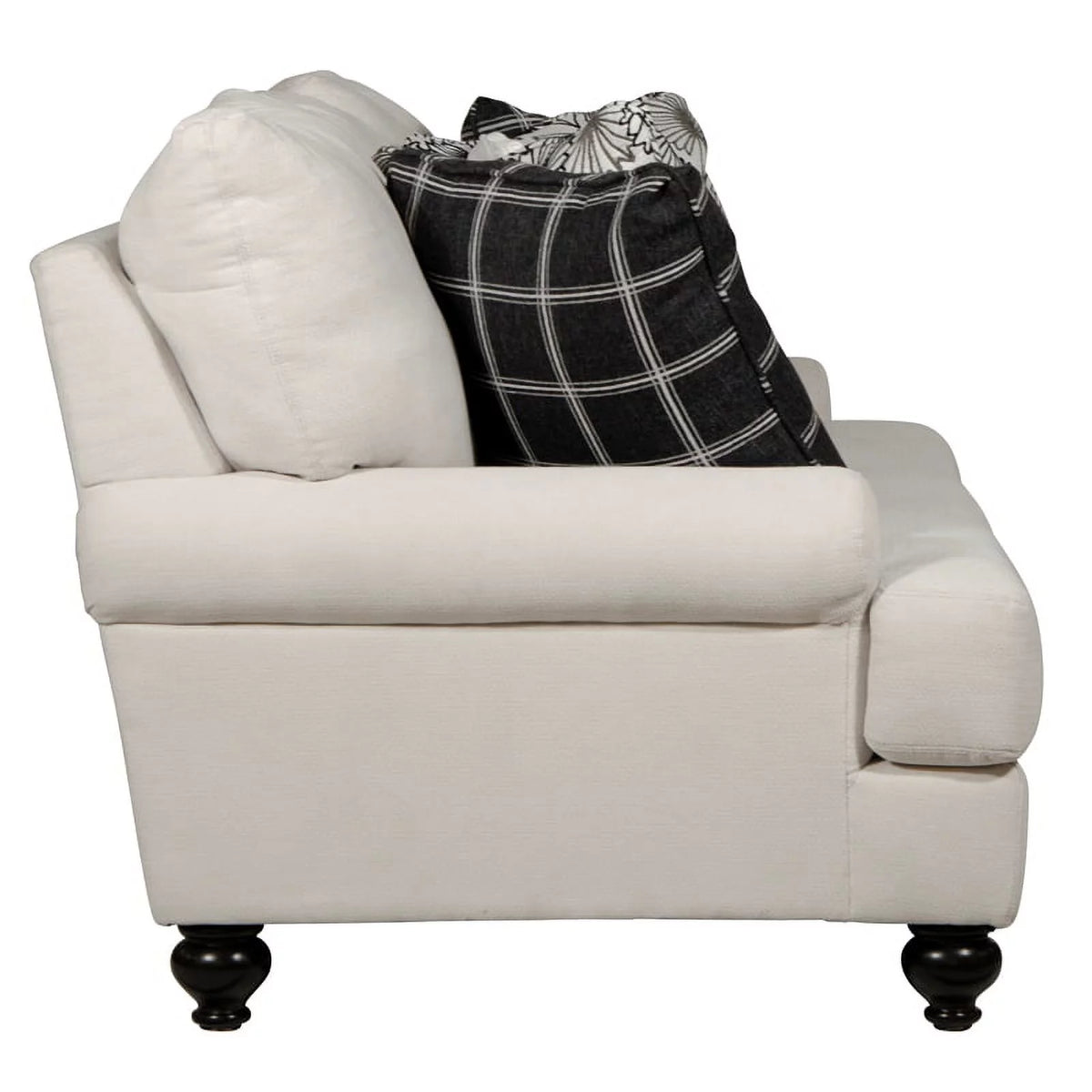 Ecru Off White Fabric 3 Seat Sofa with Accent Pillows K811576