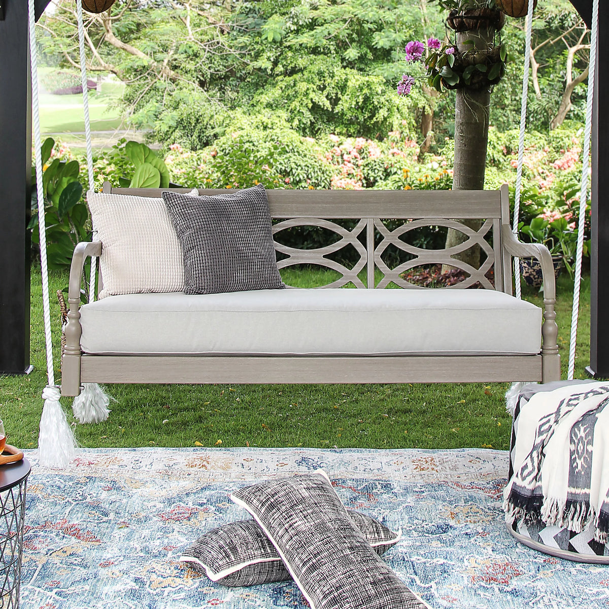 Wood Outdoor Swing Daybed with Cushion X4160