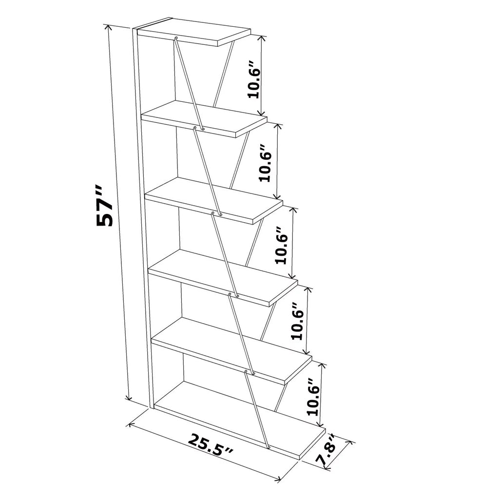 5 Tier Narrow Bookshelf L507