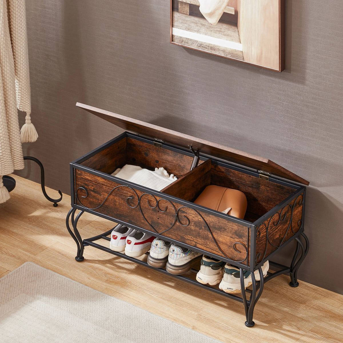 Shoe Rack Bench with Storage Shelf X513814