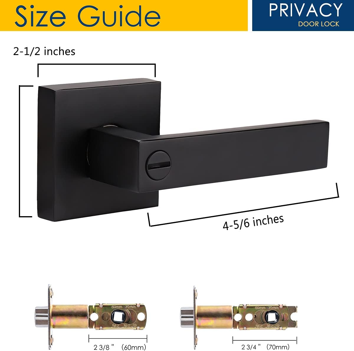 Matte Black Privacy Door Lever with Lock S481