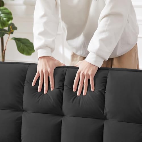 Blue Velvet Double Convertible Sofa Bed with Storage Bag and Pillow F994869