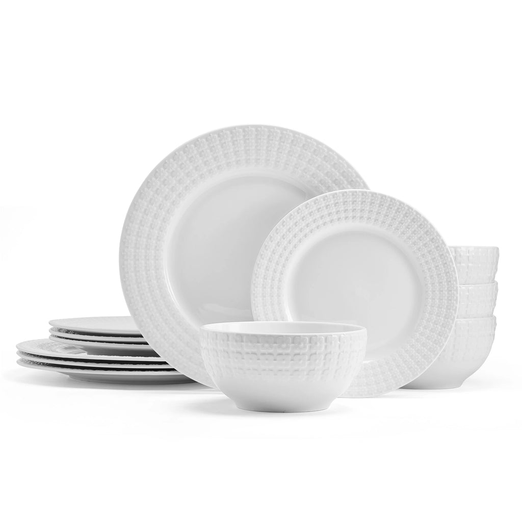 12 Piece White Porcelain Dinnerware Set D683123