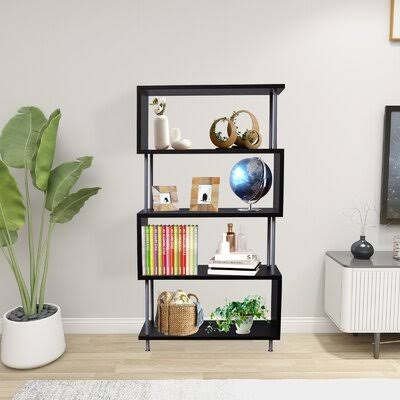 Brown Steel Geometric Bookcase L70994