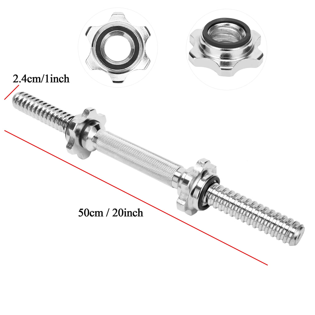 20" Solid Stainless Steel Chrome Threaded Dumbbell Bars with Spinlock Collars J76525