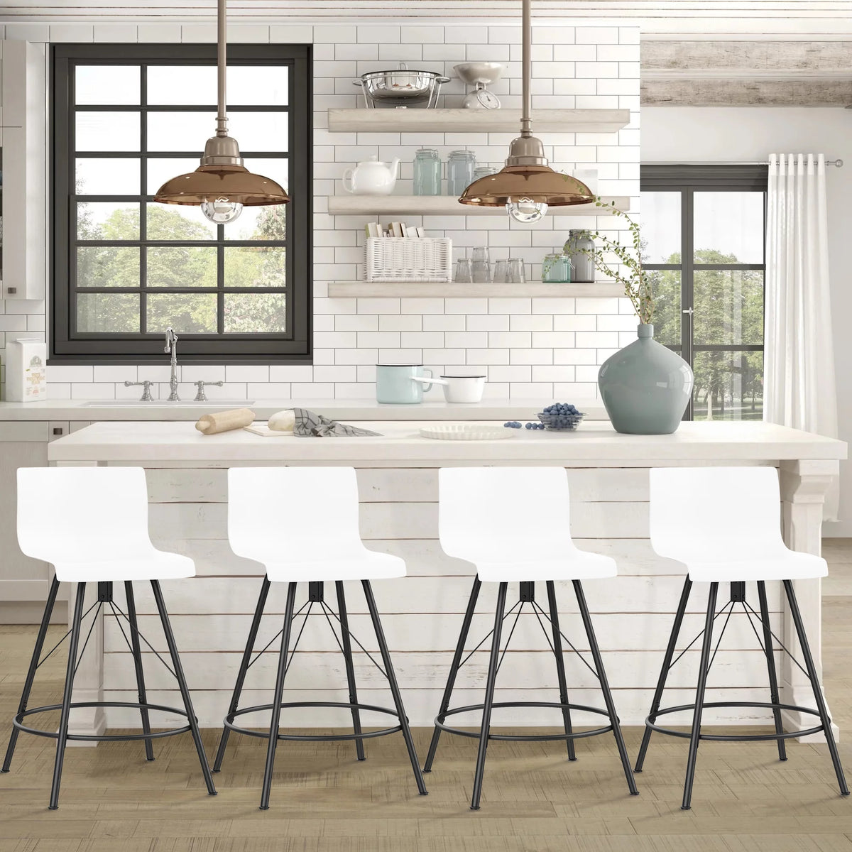 26" White Swivel Bar Stools Set of 4 B452