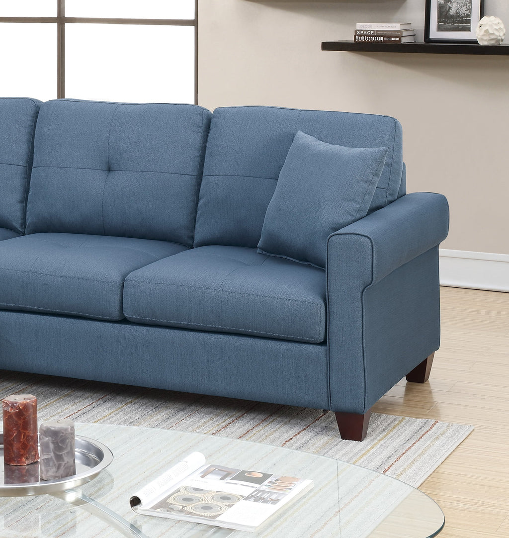 Blue Reversible Sectional Sofa Chaise O794
