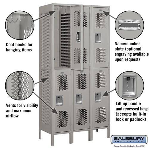 12x22 Wide Double Tier Vented Metal Locker E852418