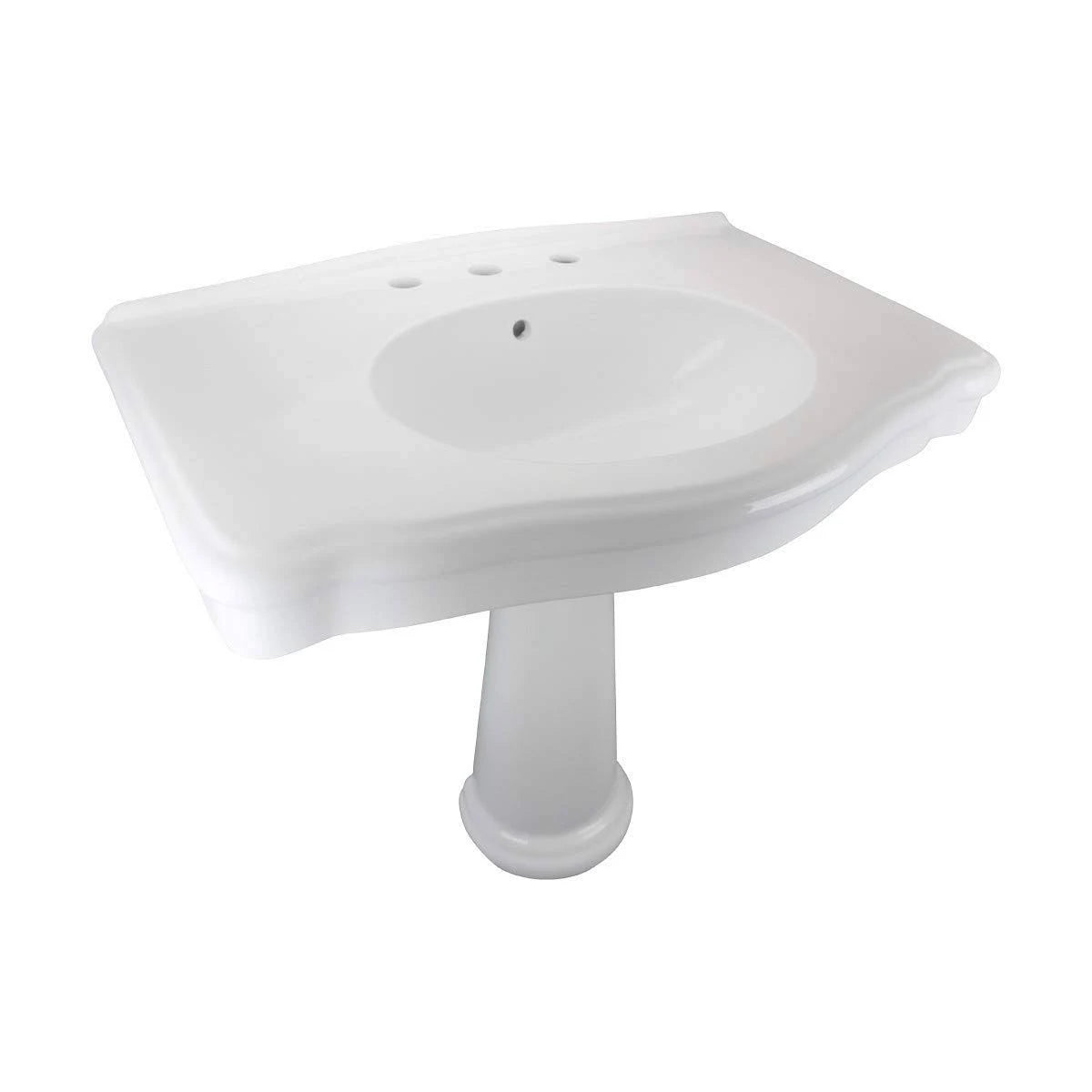 White China Pedestal Sink with Overflow F30439