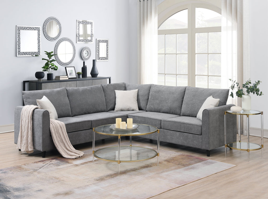 Gray Upholstered Sectional Sofa U3258