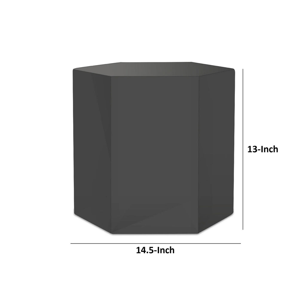 13 Inch Hexagonal Gray Side End Table C807