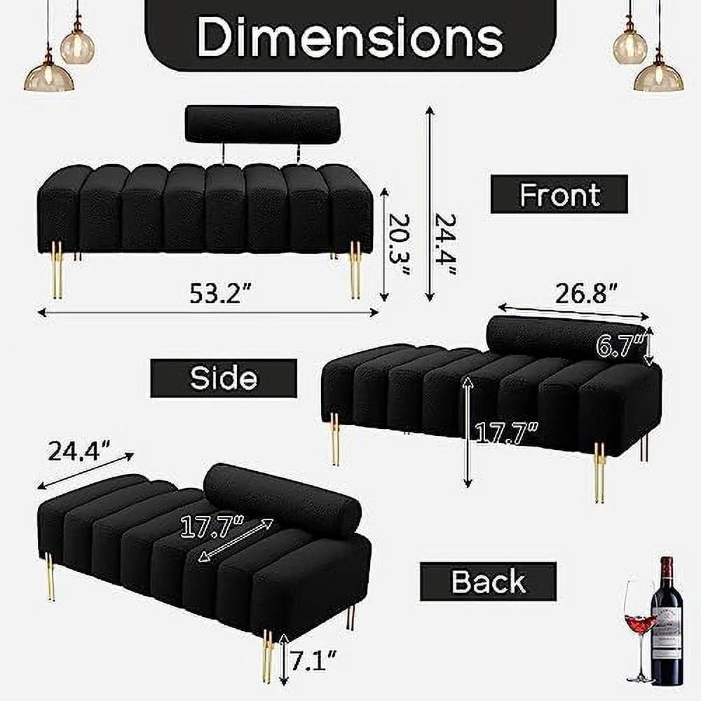 53.2" Modern Loveseat Sofa Couch Upholstered Accent Sofa with Golden Legs and Adjustable Backrest Small Teddy Fleece Couches X95905