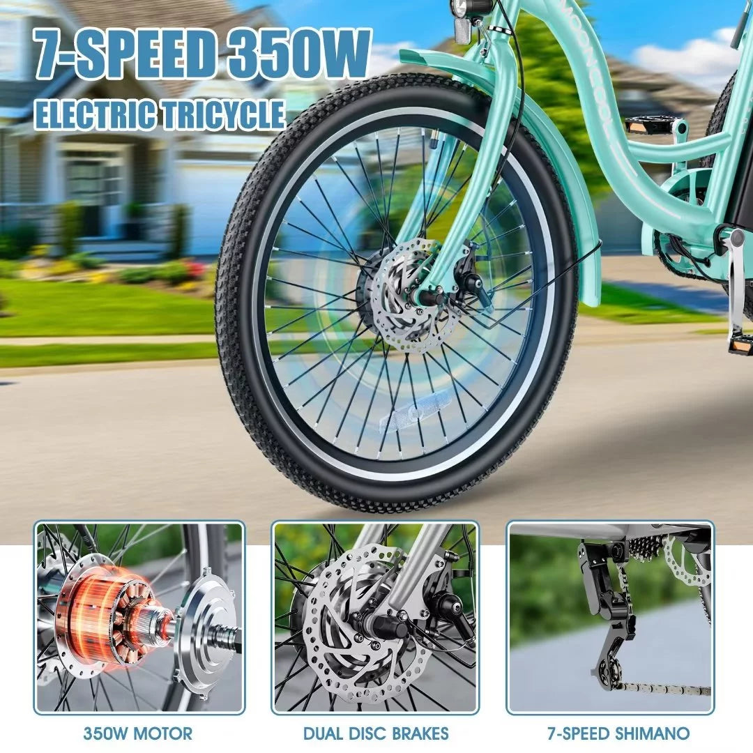 24" 350W 3 Wheel Electric Tricycle E533