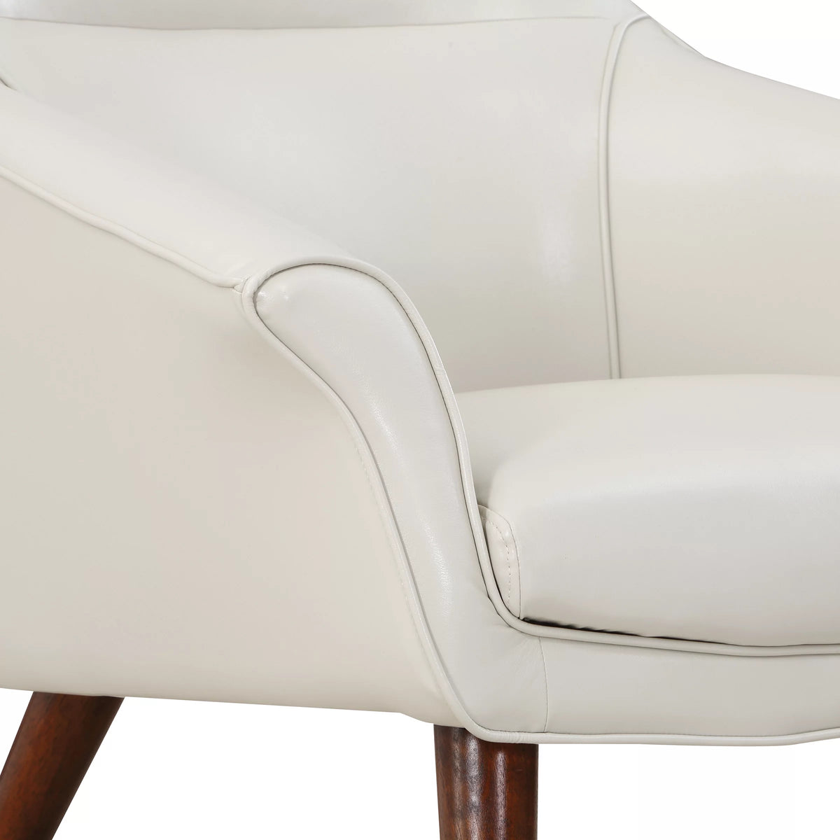 Cream Faux Leather Chair and Ottoman B961