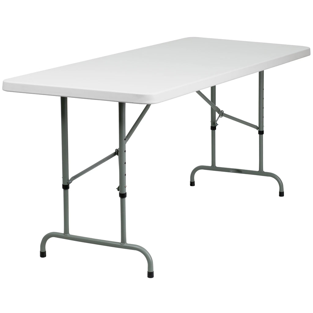 Height Adjustable Granite White Plastic Folding Table W420764