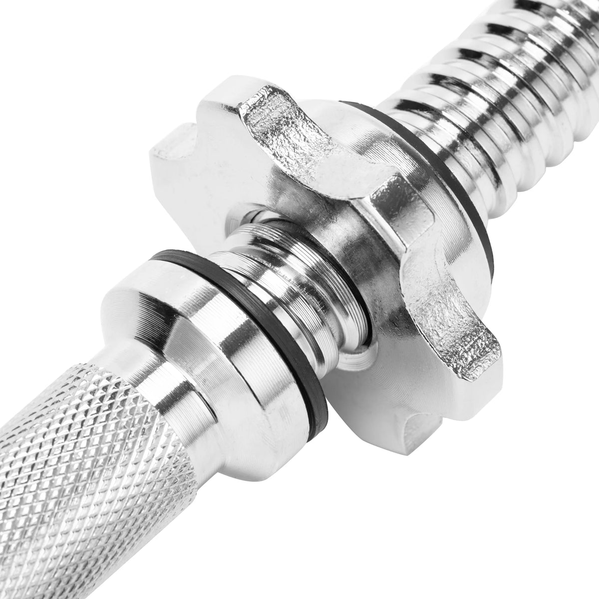 20" Solid Stainless Steel Chrome Threaded Dumbbell Bars with Spinlock Collars J76525