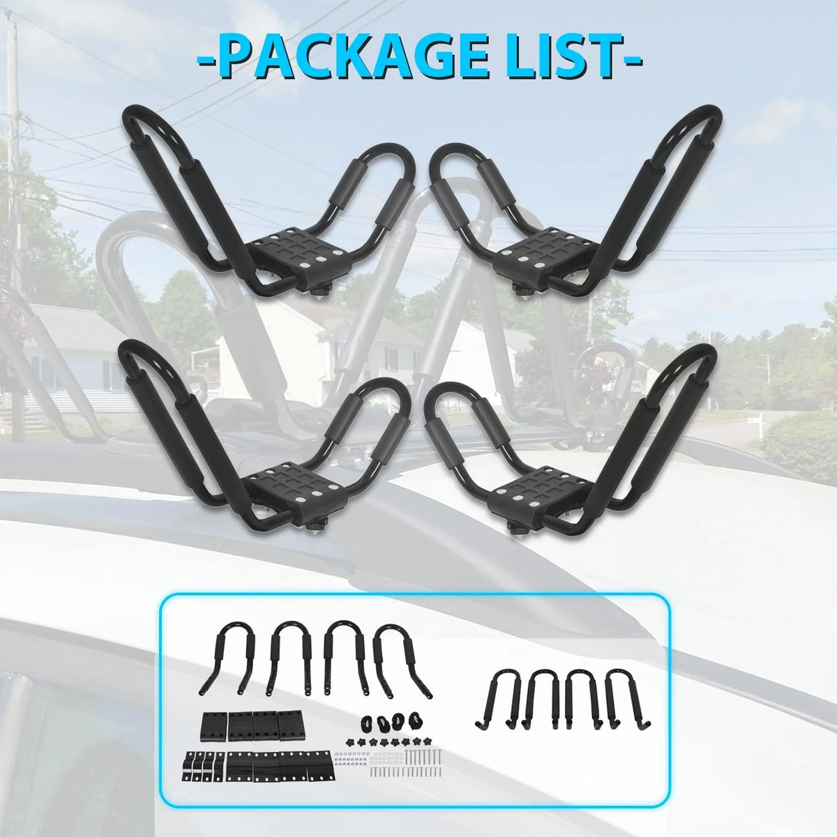 2 Pairs Universal Kayak Roof Rack Carrier W456517
