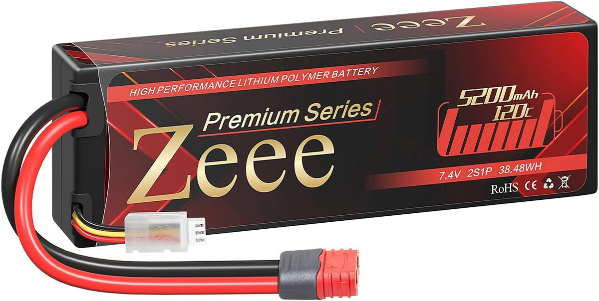 2 Pack 5200mAh 7.4V 120C Hard Case Lipo Battery with Deans Plug G873965