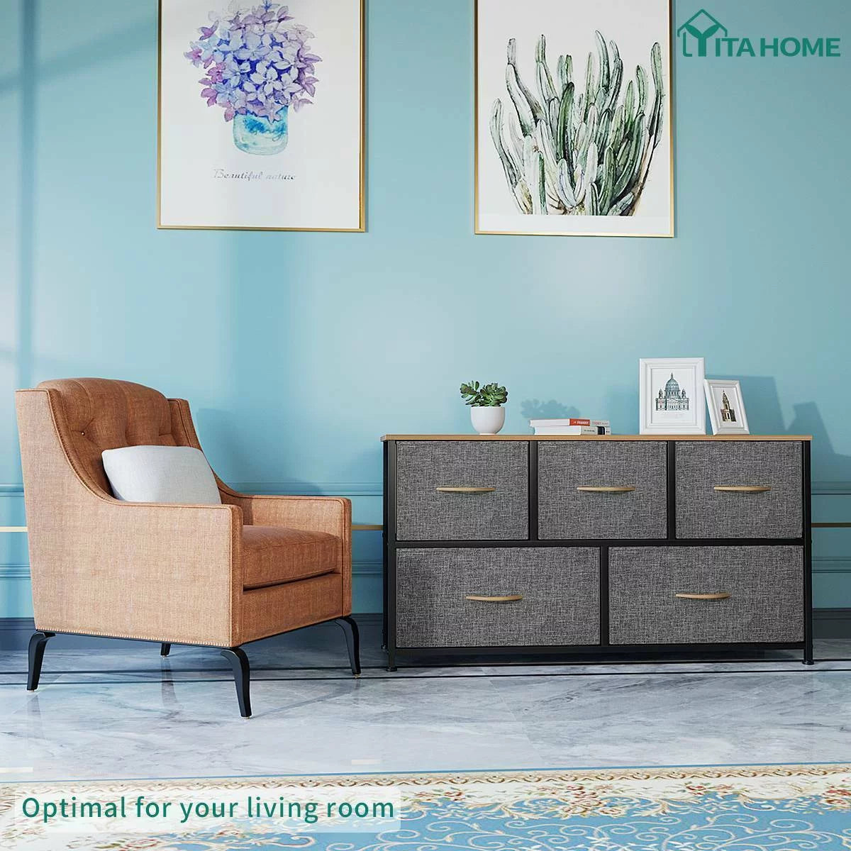 Dark Gray 5 Drawer Dresser O302332