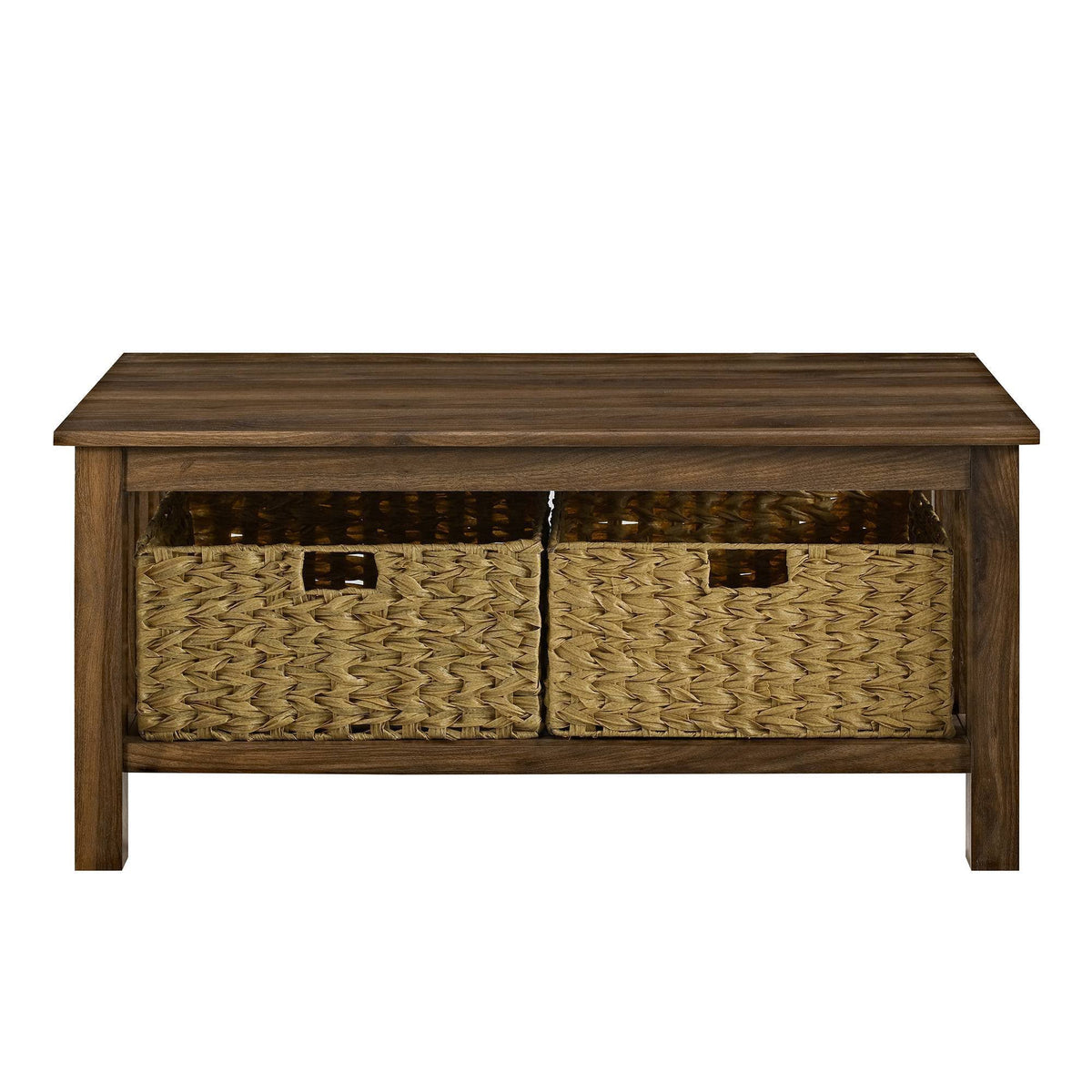 Dark Walnut Coffee Table with Woven Baskets C2117