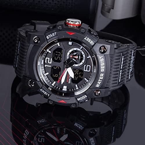 Men's Analog Sports Watch with LED Stopwatch and Dual Display H38305