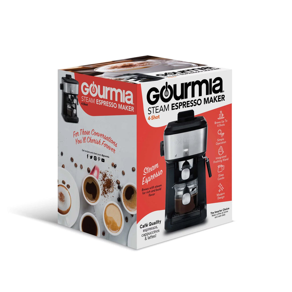4-Shot Steam Espresso, Cappuccino, and Latte Maker with Frothing Wand G20198