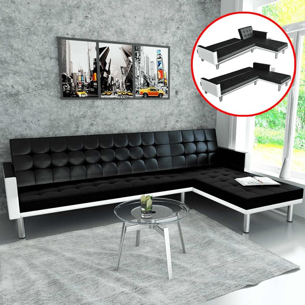 Black L-Shaped Sofa Bed D636786