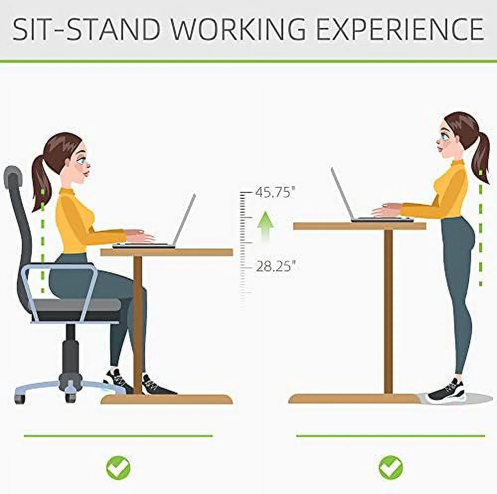 Teak Black Electric Height Adjustable Standing Desk with 54" Desktop K348826