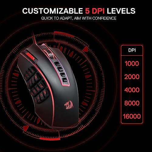 Optical Wired Ergonomic Gaming Mouse with 12 Side Buttons, 12,400 DPI U42524