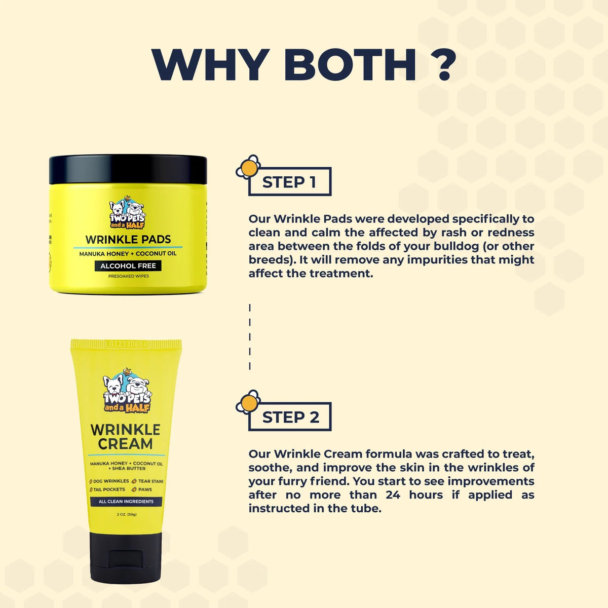 2 Oz Wrinkle Cream and 50 Wrinkle Wipes for Bulldogs P545
