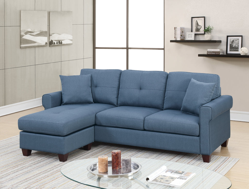 Blue Reversible Sectional Sofa Chaise O794
