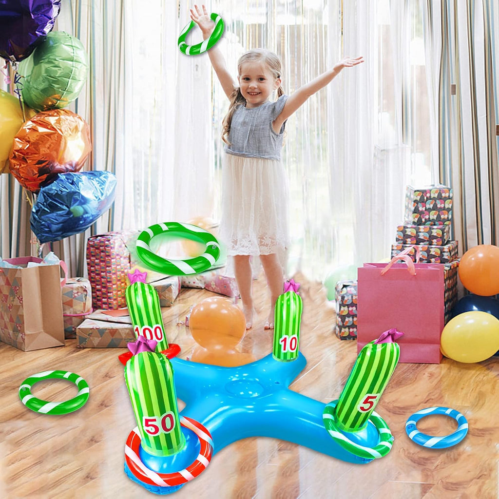 Giant Inflatable Cactus Ring Toss Party Game Toys (4 Rings) I354
