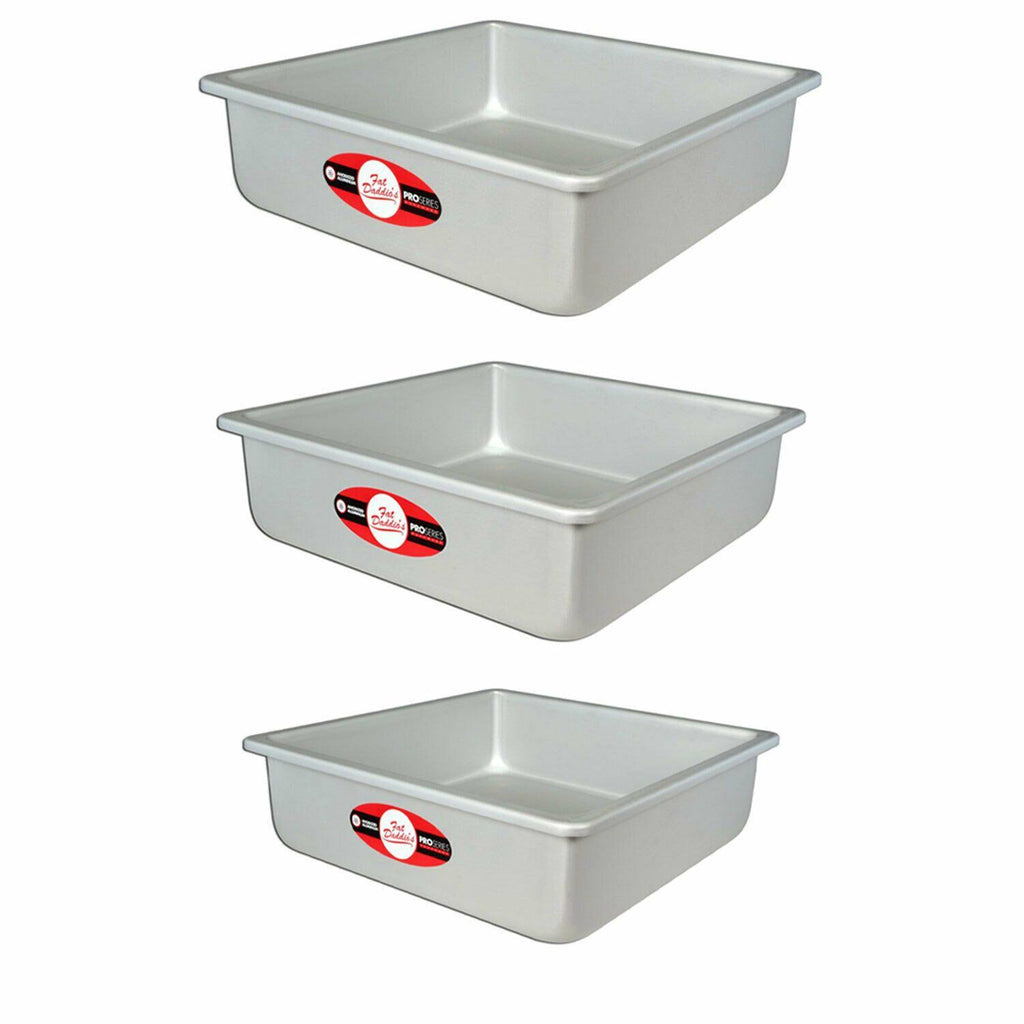 Anodized Aluminum Solid Bottom Square Cake Pan Set E82890