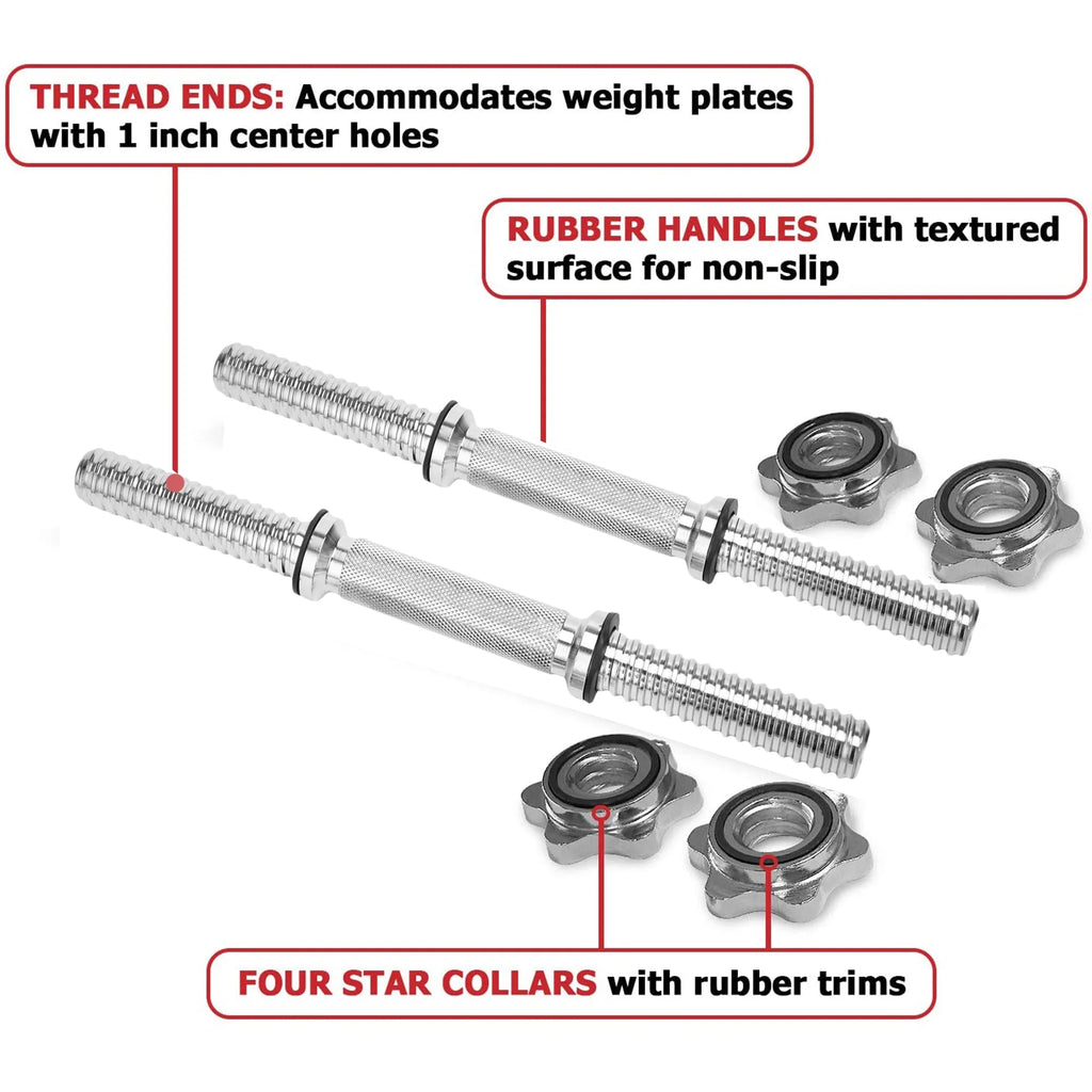 20" Solid Stainless Steel Chrome Threaded Dumbbell Bars with Spinlock Collars J76525