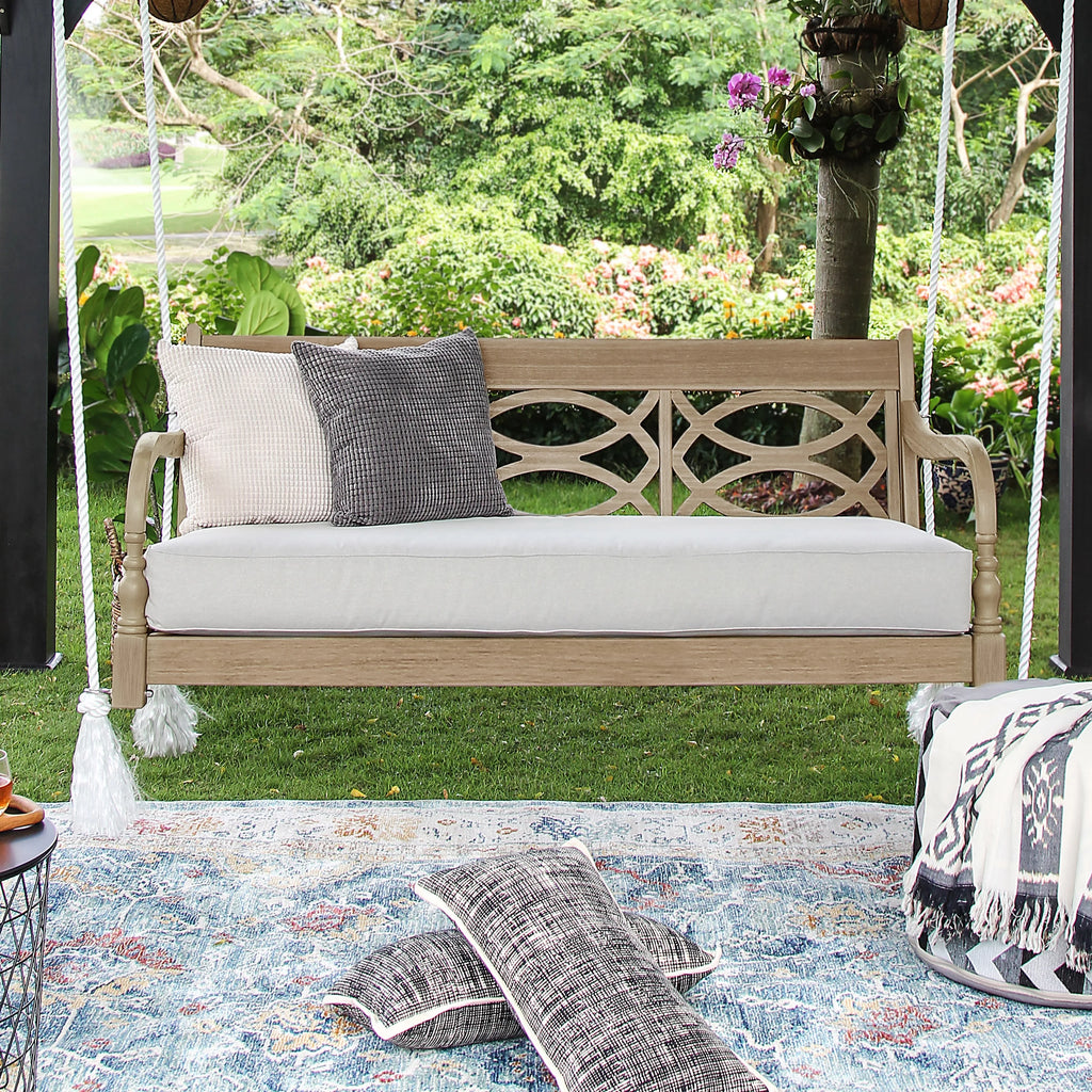 Wood Outdoor Swing Daybed with Cushion X4160