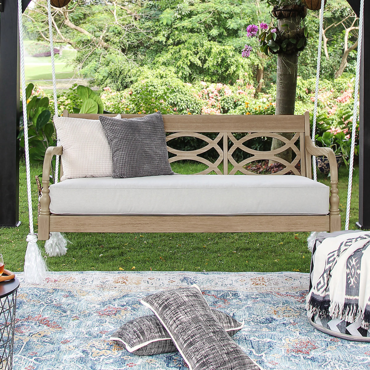 Wood Outdoor Swing Daybed with Cushion X4160