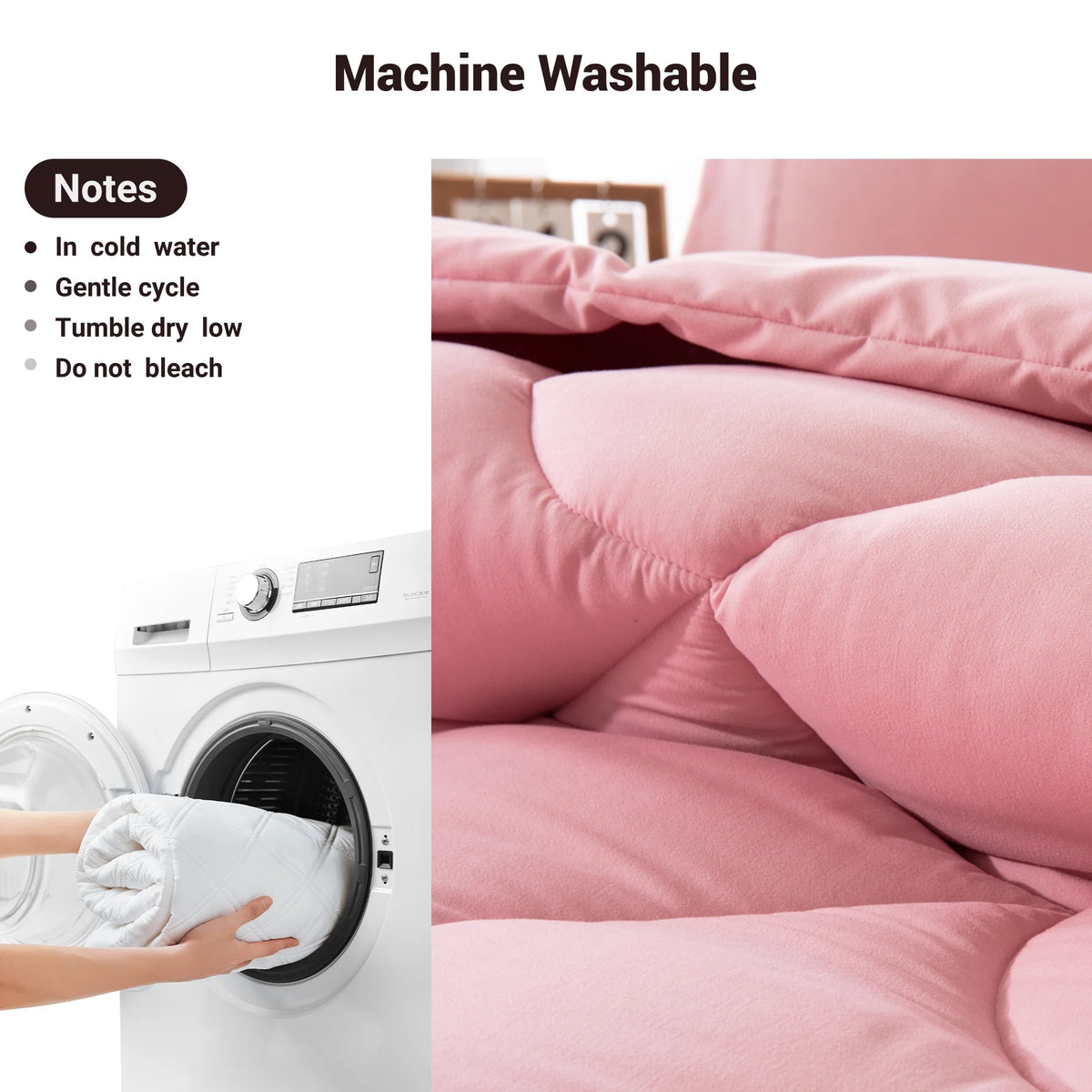 3 Pieces Reversible California King Pink Comforter Set G774