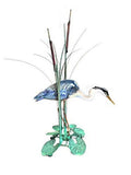 Tabletop Sculpture of Great Blue Heron in Cattails Z93023